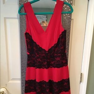 Party / Formal Red & Blk Lace Dress